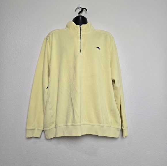 Tommy Bahama Tobago Bay Half Zip Sweatshirt Fresh Lemon Color  Size XXL Preppy - Picture 1 of 14